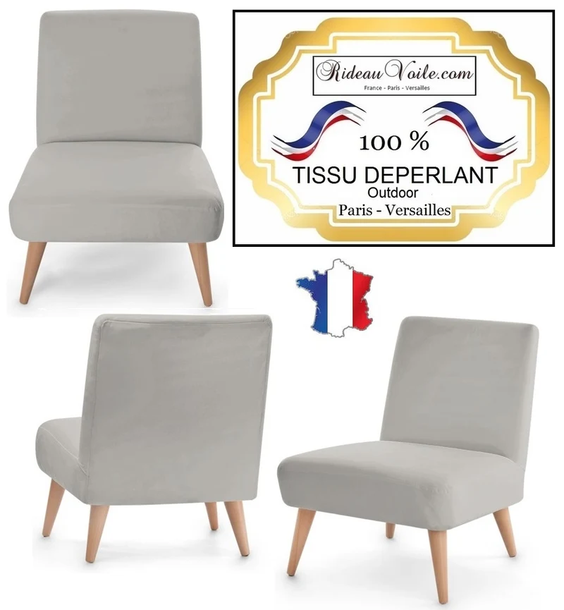 Tissu extérieur intérieur uni gris déperlant bleu mètre Water repellent fabric meter for indoor outdoor upholstery tapestry gray