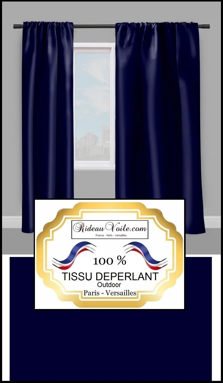 Tissu extérieur intérieur déperlant bleu nuit au mètre Water repellent fabric meter for indoor outdoor upholstery tapestry blue