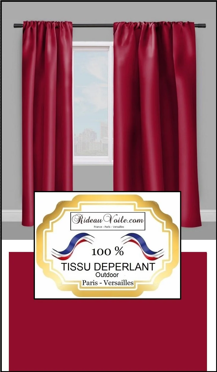 Tissu déperlant rouge framboise mètre décoration extérieur intérieur outdoor fabrics upholstery tapestry