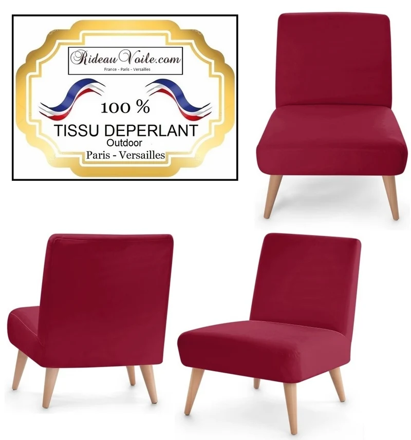 Tissu déperlant rouge framboise mètre décoration extérieur intérieur outdoor fabrics upholstery tapestry