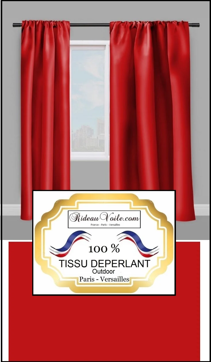 Tissu déperlant rouge vif mètre décoration extérieur intérieur outdoor fabrics upholstery tapestry