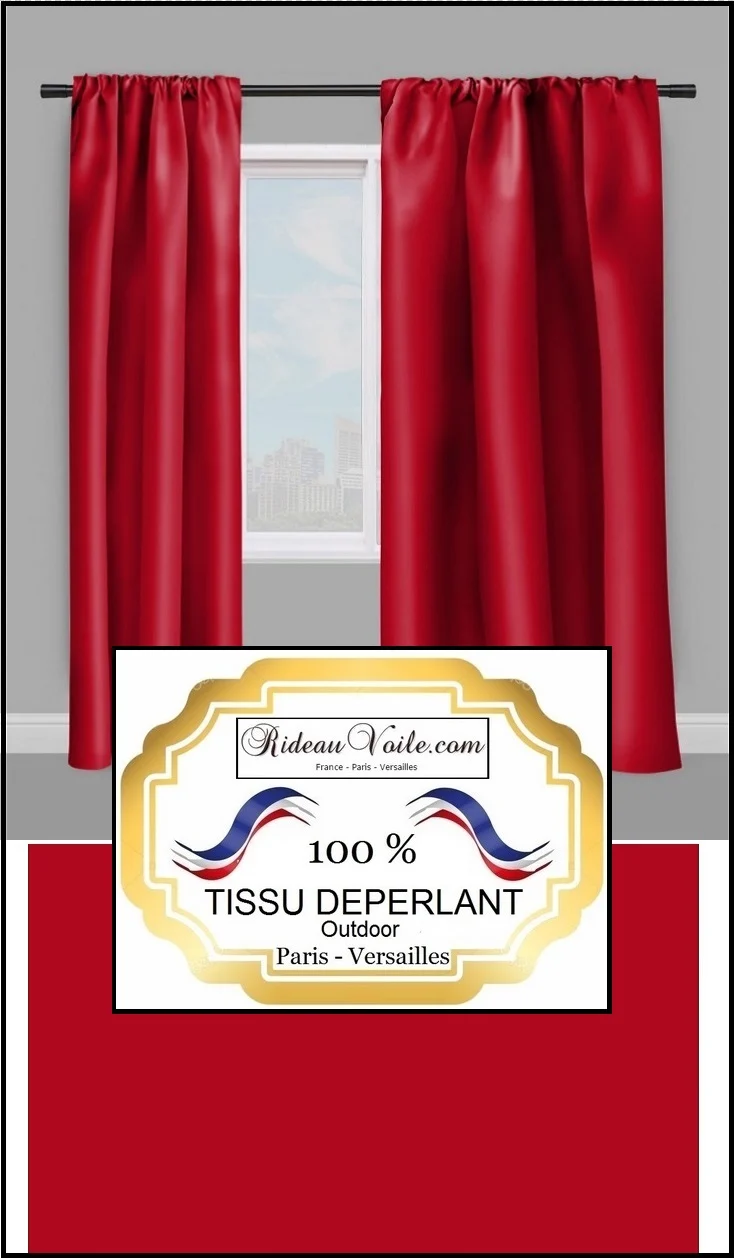 Tissu déperlant mètre décoration extérieur intérieur outdoor fabrics upholstery tapestry uni rouge