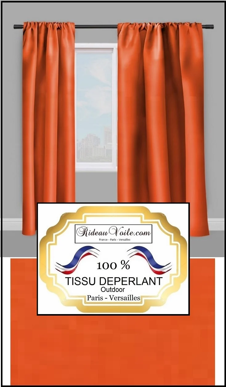 Tissu déperlant mètre décoration extérieur intérieur outdoor fabrics upholstery tapestry uni orange