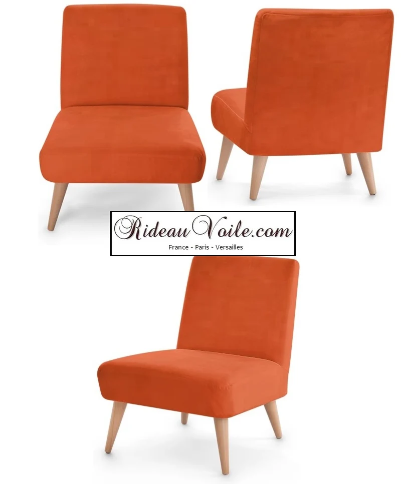 Tissu déperlant mètre décoration extérieur intérieur outdoor fabrics upholstery tapestry uni orange