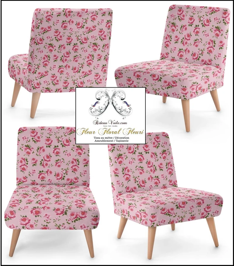 Tissu ameublement motif fleur Roses imprimé mètre Fabrics pattern flowers meter