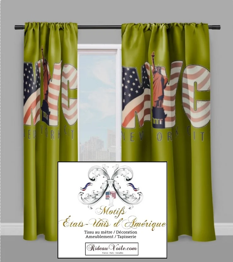 Tissu mètre motif USA Etats-unis d'Amérique Drapeau Américain Rayures Étoiles rideaux couette