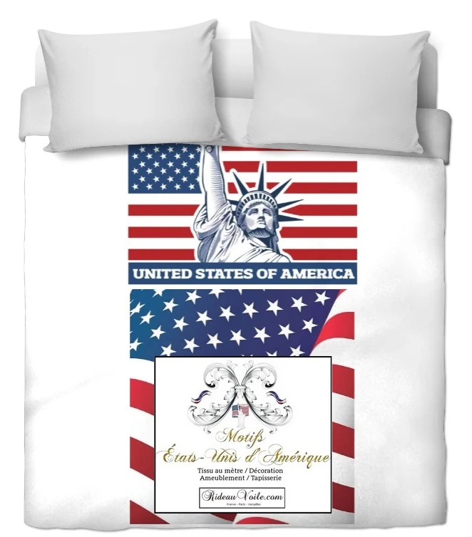 Tissu au mètre rideau couette voilage toile canvas tableau imprimé "USA" drapeau Américain