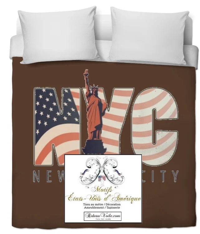 Déco tissu mètre motif USA rideau couette voilage plaid - Fabrics brown pattern drapes duvet cover
