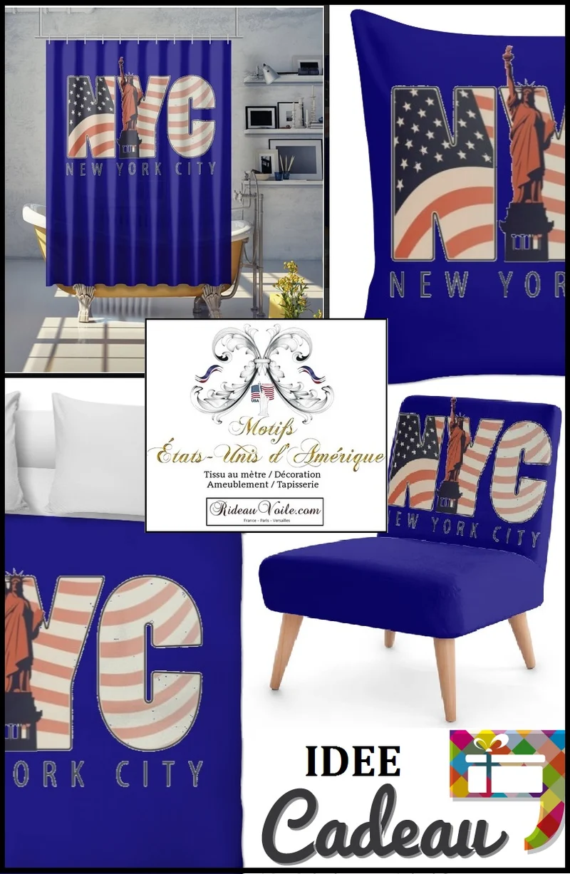 Motif tissu bleu marine USA rideau couette voilage Fabrics blue pattern drapes duvet cover