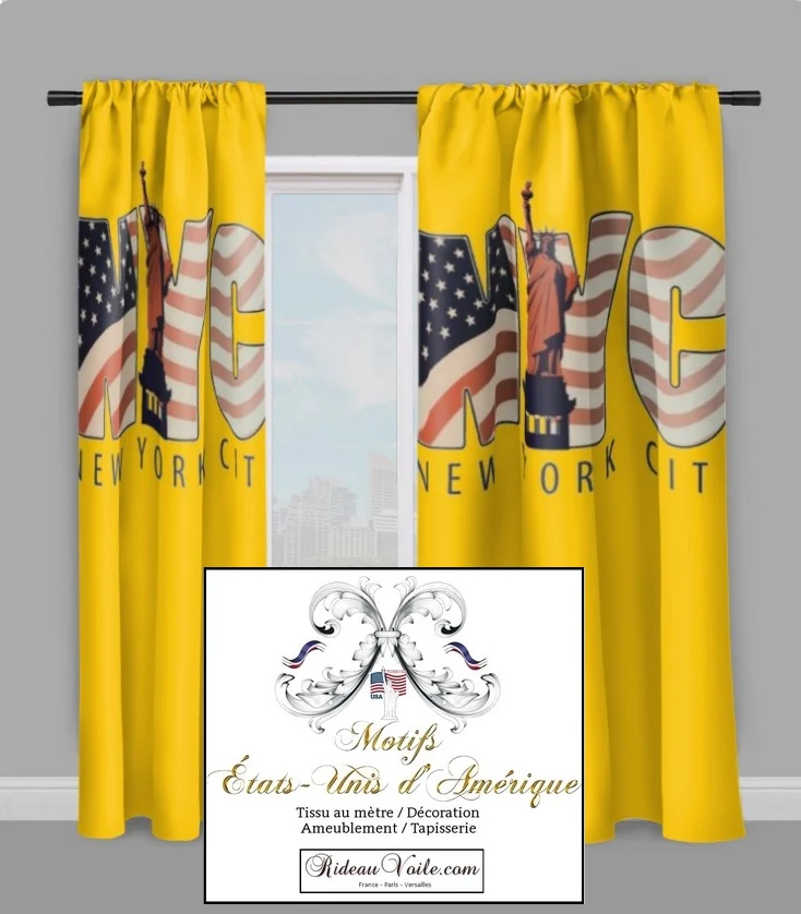 Motif rideau housse couette voilage tissu jaune USA Fabrics pattern drapes duvet cover