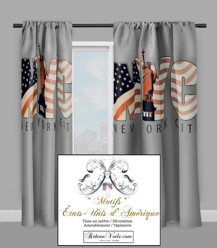 Motif rideau housse couette voilage tissu USA New York City Fabrics pattern drapes duvet cover