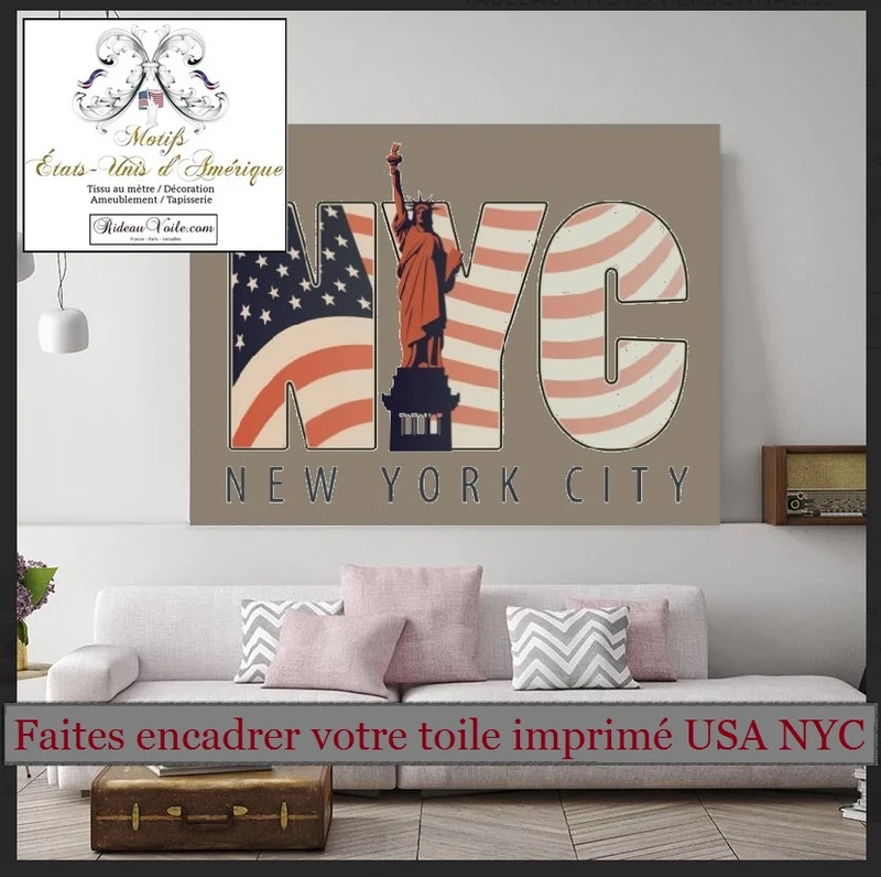 Motif rideau housse couette voilage design tissu USA voyage in New York City Fabrics pattern drapes duvet cover