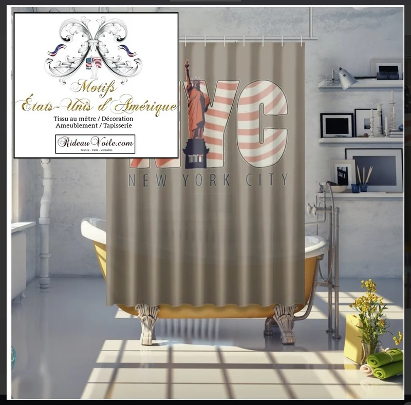 Motif rideau housse couette voilage design tissu USA voyage in New York City Fabrics pattern drapes duvet cover