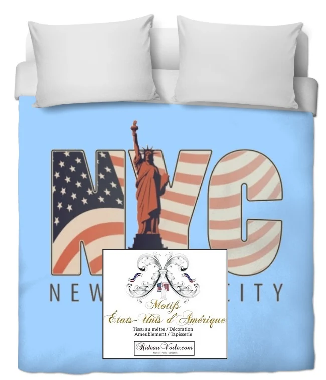 Tissu au mètre motif USA Statue Liberté voyage New York City rideau couette - Fabrics pattern drapes duvet cover