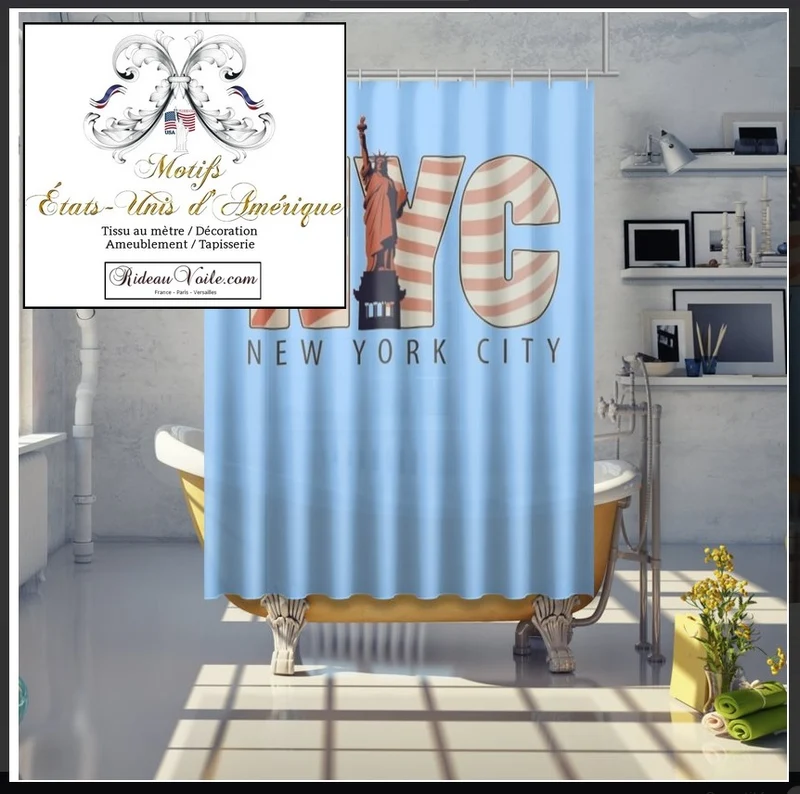 Tissu au mètre motif USA Statue Liberté voyage New York City rideau couette - Fabrics pattern drapes duvet cover