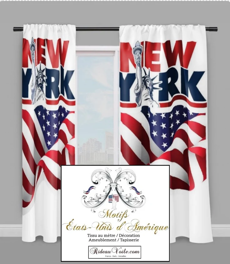 Tissu décoration tapisserie mètre motif USA Statue Liberté voyage New York City rideau couette