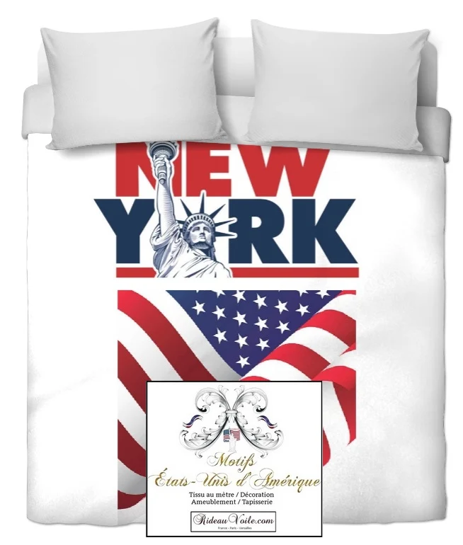 Tissu décoration tapisserie mètre motif USA Statue Liberté voyage New York City rideau couette
