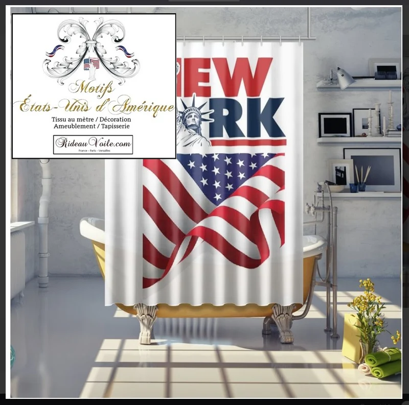 Tissu décoration tapisserie mètre motif USA Statue Liberté voyage New York City rideau couette