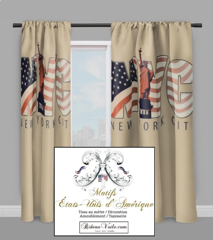 Tissu ameublement tapisserie mètre motif imprimé USA NYC rideaux couette New York City