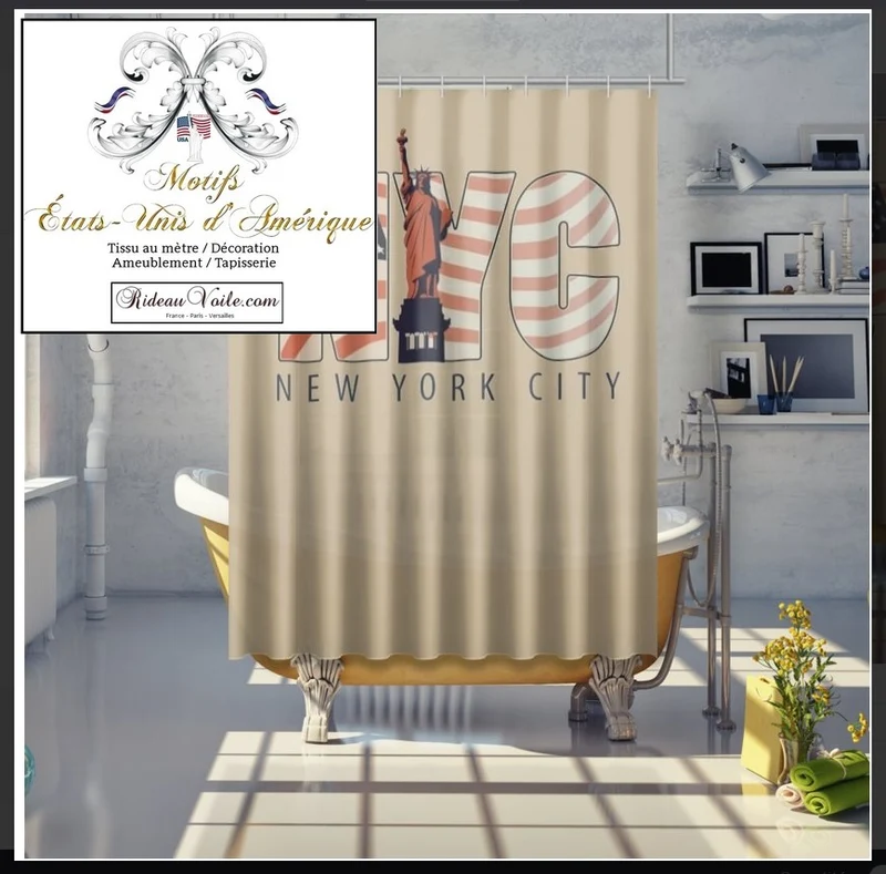 Tissu ameublement tapisserie mètre motif imprimé USA NYC rideaux couette New York City