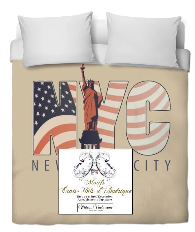 Tissu ameublement tapisserie mètre motif imprimé USA NYC rideaux couette New York City