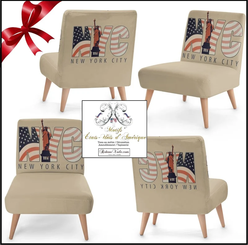 Tissu ameublement tapisserie mètre motif imprimé USA NYC rideaux couette New York City