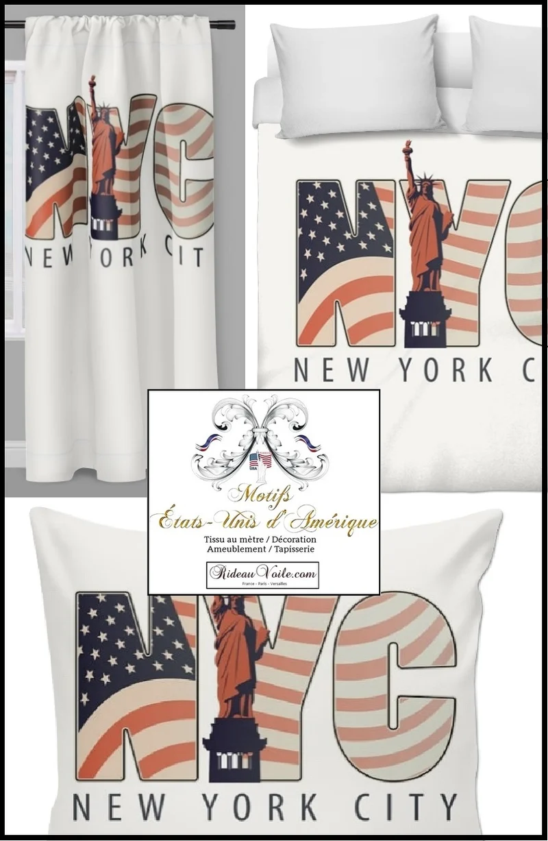 Tissu motif drapeau imprimé USA NYC motif rideaux couette décoration New York City