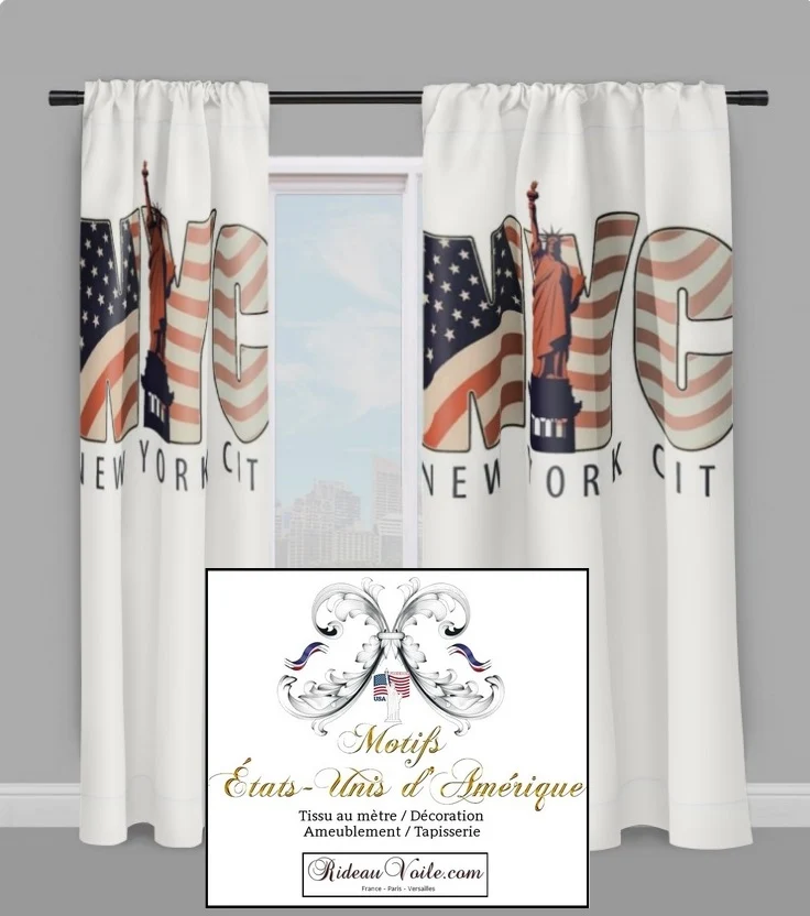 Tissu motif drapeau imprimé USA NYC motif rideaux couette décoration New York City