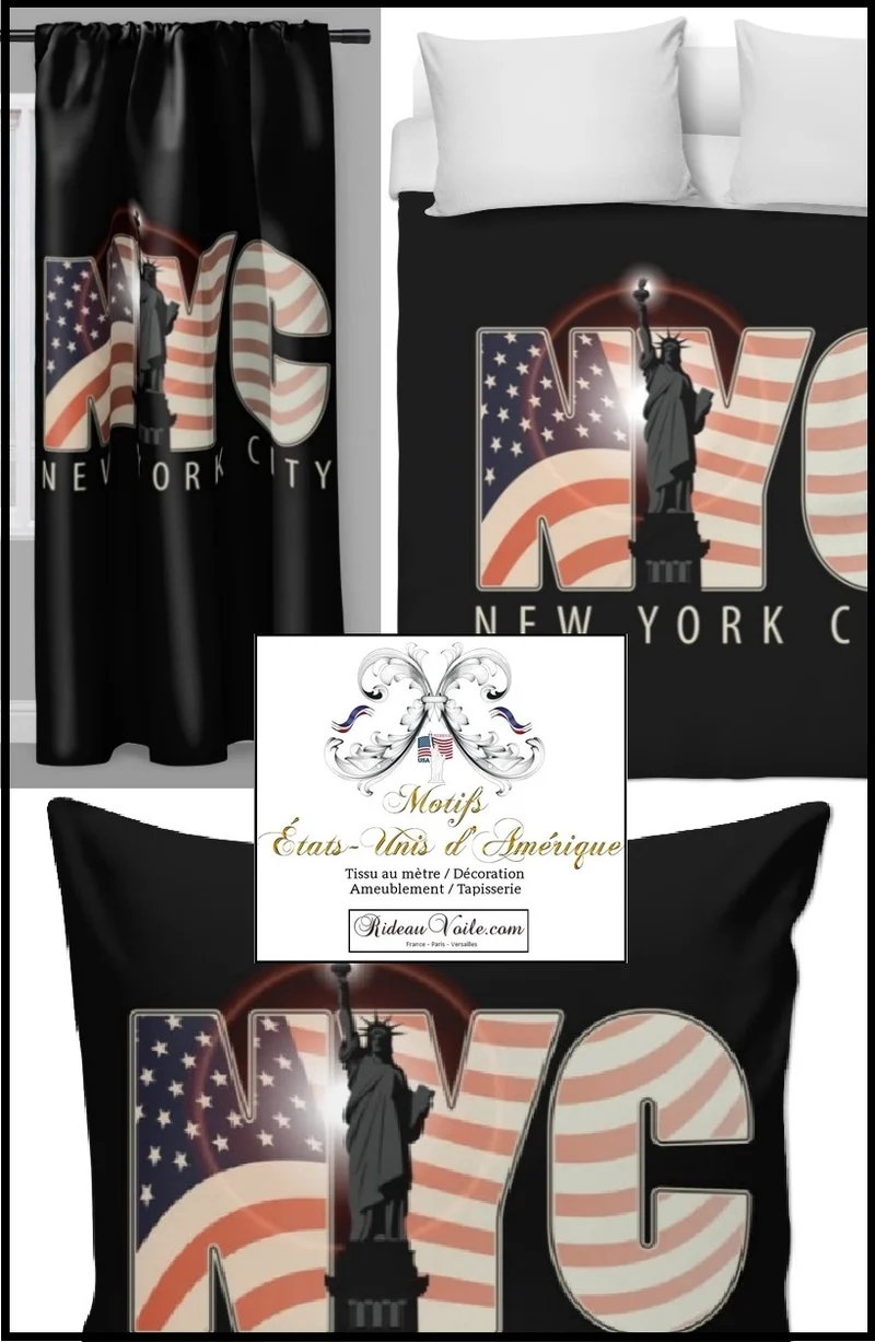 Tissu motif drapeau imprimé USA NYC motif rideaux couette décoration New York City