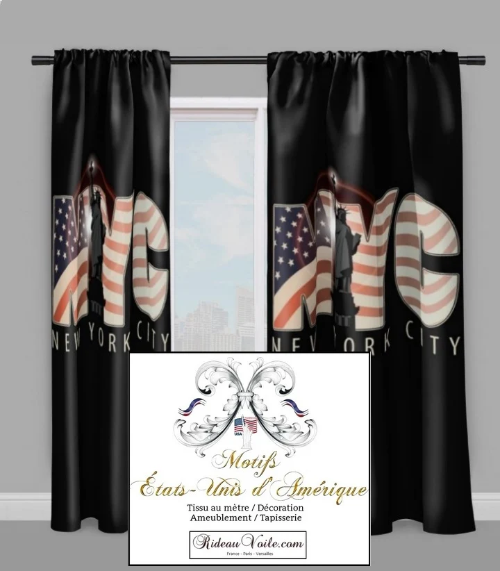 Tissu motif drapeau imprimé USA NYC motif rideaux couette décoration New York City