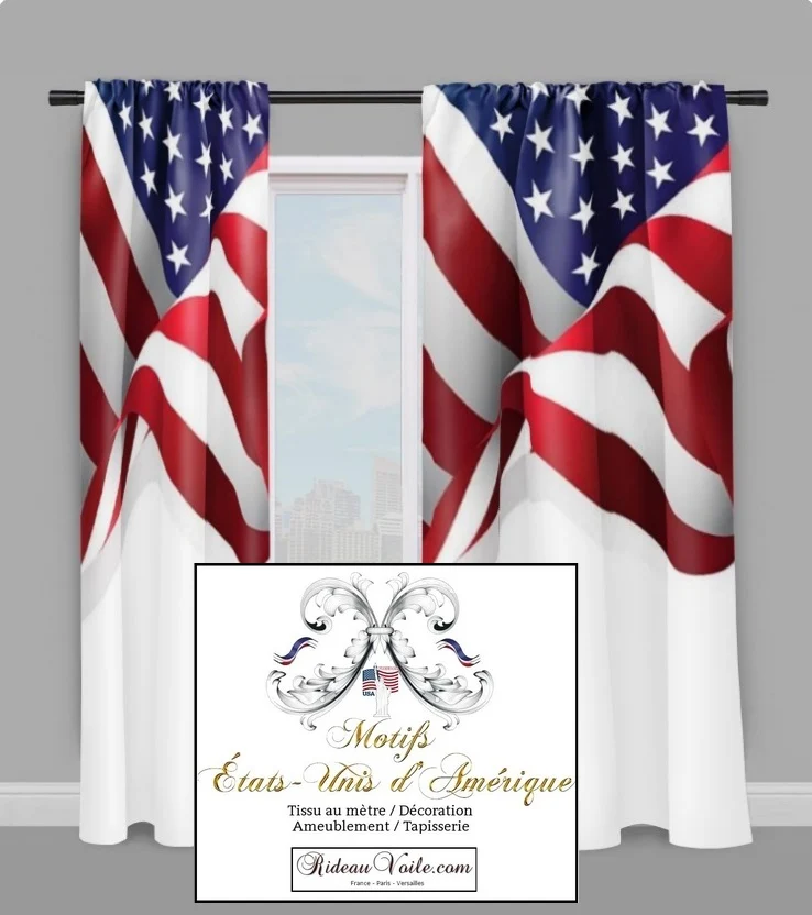 Tissu motif drapeau imprimé World USA motif rideaux couette voilage ignifugé occultant