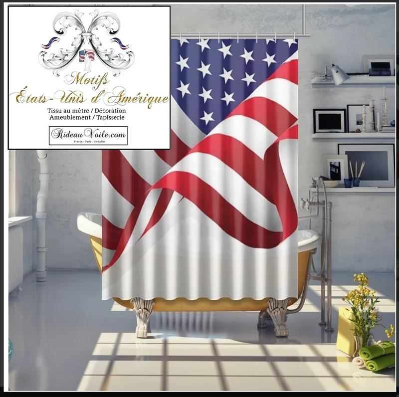 Tissu motif drapeau imprimé World USA motif rideaux couette voilage ignifugé occultant