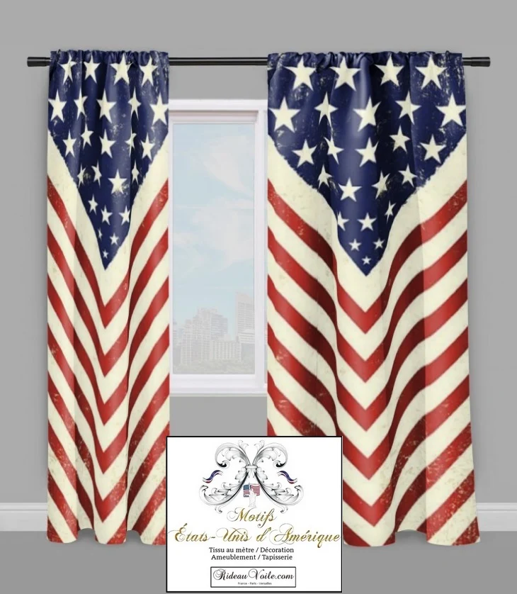 Tissu USA motif imprimé drapeau ameublement rideaux couette déco tapisserie sur mesure
