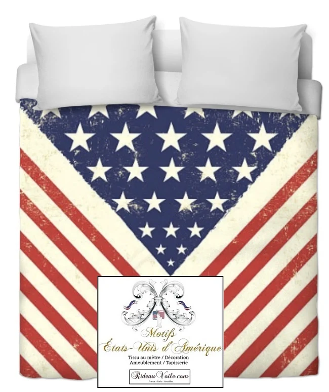 Tissu USA motif imprimé drapeau ameublement rideaux couette déco tapisserie sur mesure