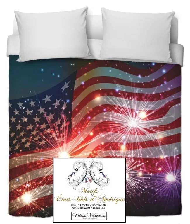 Tissu décoration mètre rideau ignifugé occultant couette motif imprimé drapeau USA