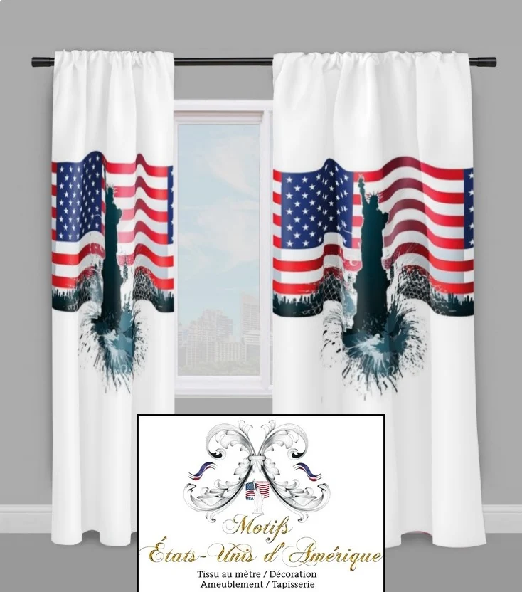 Tissu décoration mètre rideau ignifugé occultant housse couette motif State drapeau USA
