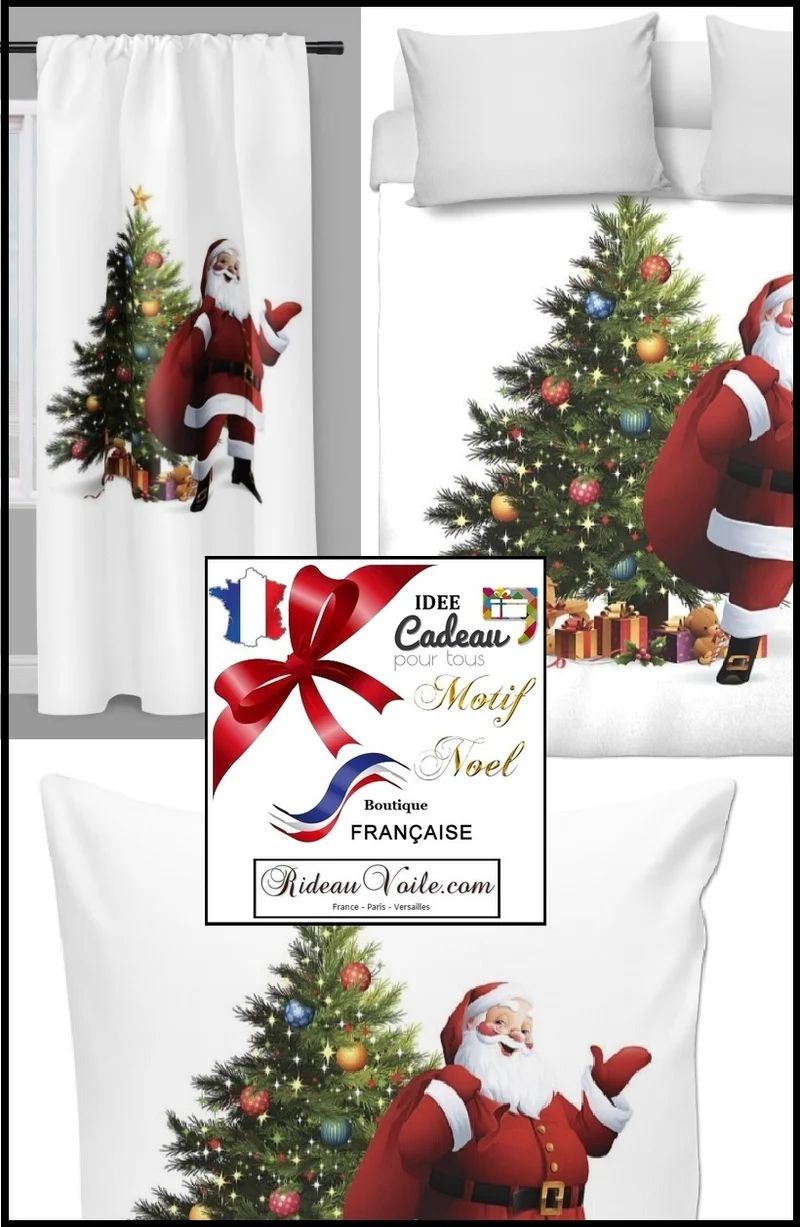 Tissu créateur décoration vitrine motif imprimé Père Noel rideau occultant ignifugé
