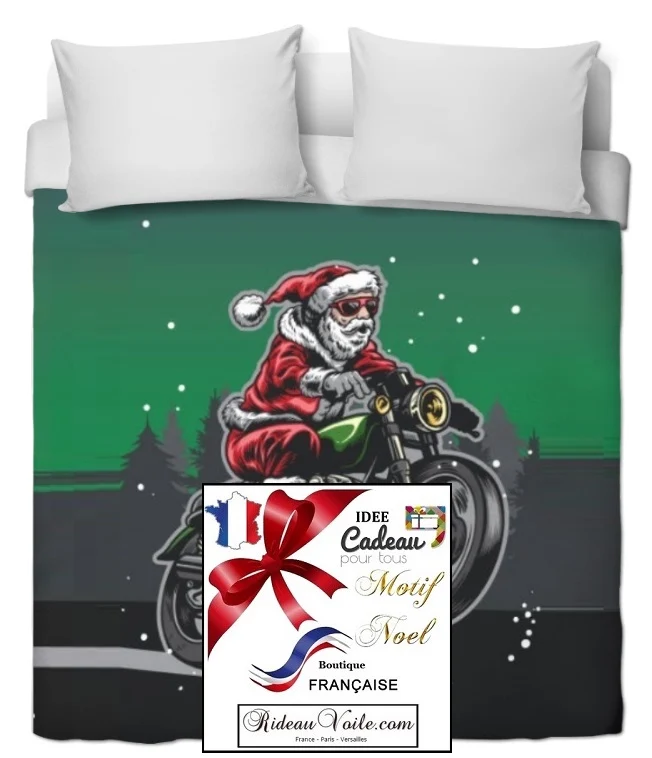 Spéciale tissu décoration vitrine motif imprimé Père Noel moto rideau occultant ignifugé