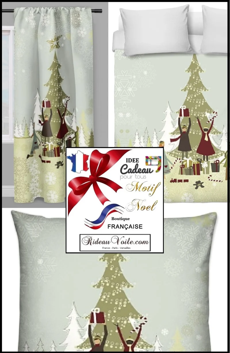 Boutique de tissu ameublement mètre rouge motif imprimé Père Noel rideau couette