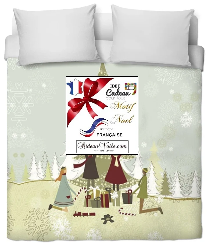 Boutique de tissu ameublement mètre rouge motif imprimé Père Noel rideau couette