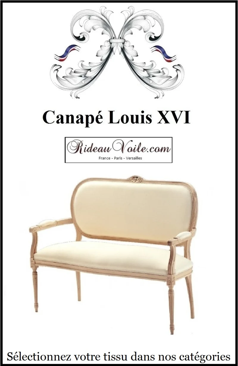 Canapé Louis XVI tapissier 2 places bois être meuble de style tapisserie personnalisée