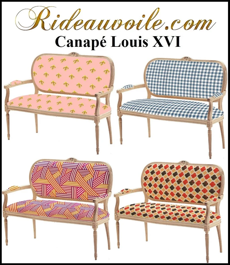 Canapé Louis XVI tapissier 2 places bois être meuble de style tapisserie personnalisée