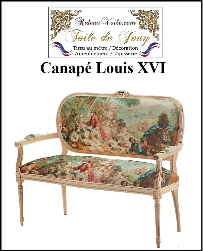 Canapé Louis XVI tapissier 2 places bois être meuble de style tapisserie personnalisée