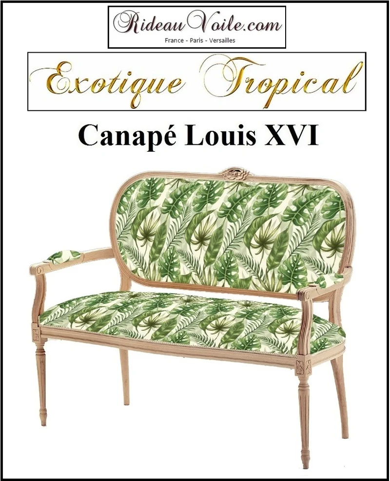 Canapé Louis XVI tapissier 2 places bois être meuble de style tapisserie personnalisée