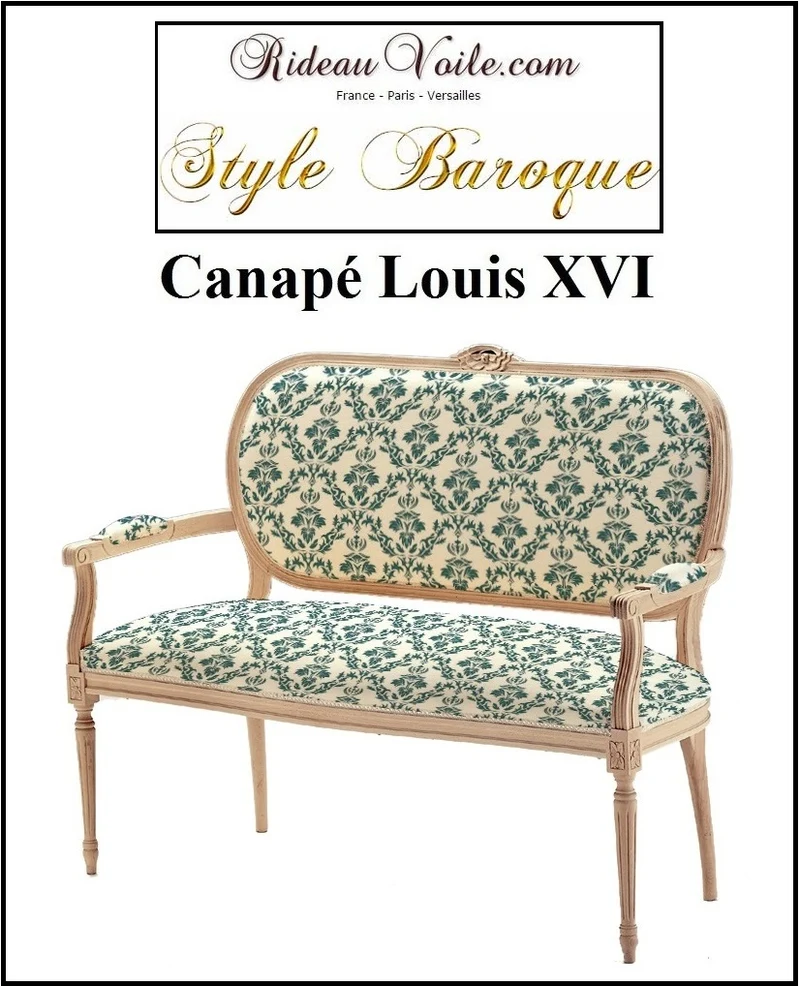 Canapé Louis XVI tapissier 2 places bois être meuble de style tapisserie personnalisée
