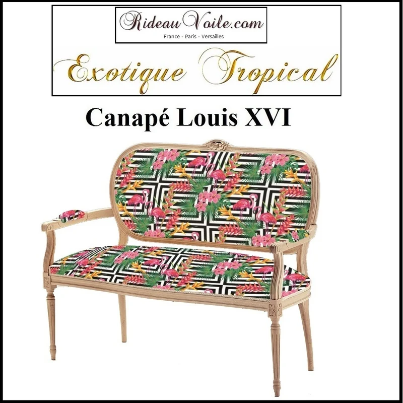 Canapé Louis XVI tapissier 2 places bois être meuble de style tapisserie personnalisée