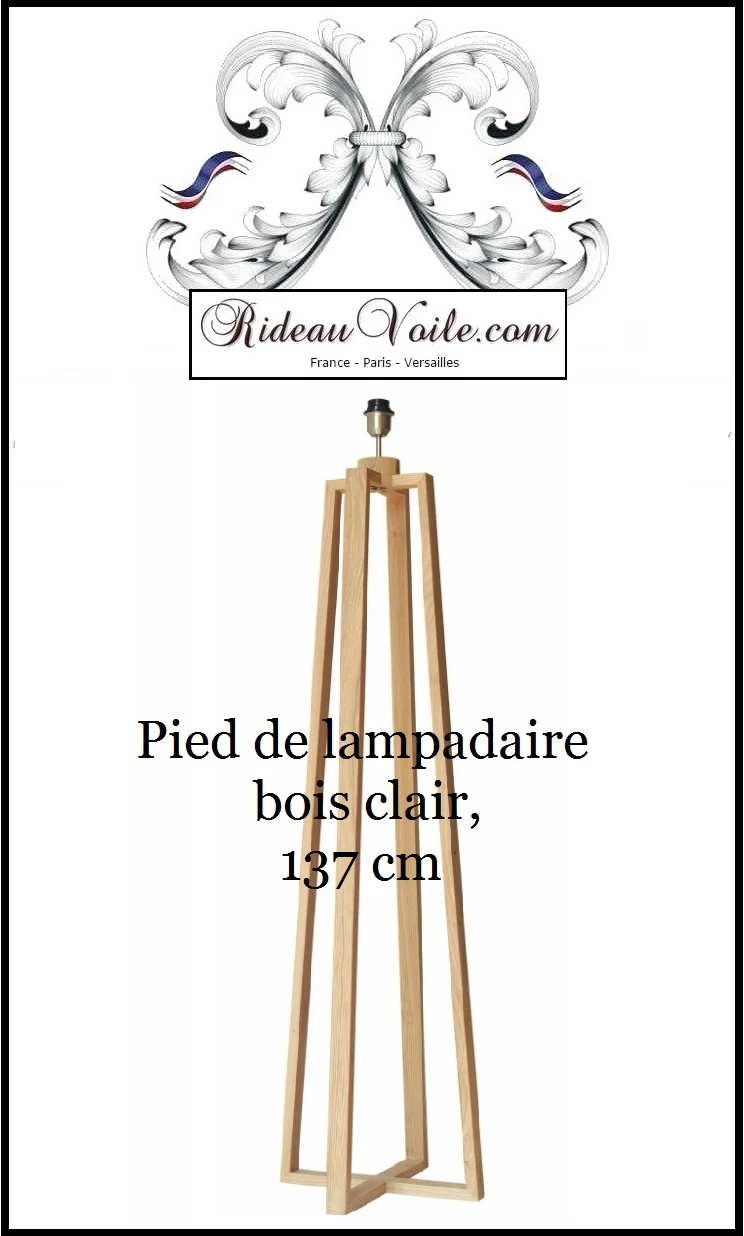Pied de lampe lampadaire bois naturel hêtre luminaire lumière abat-jour à poser