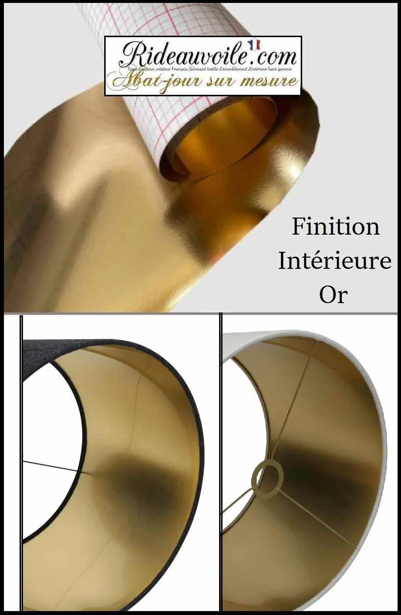 Créatrice luminaire sur mesure Abat-jour création artisanal finition intérieure Or doré