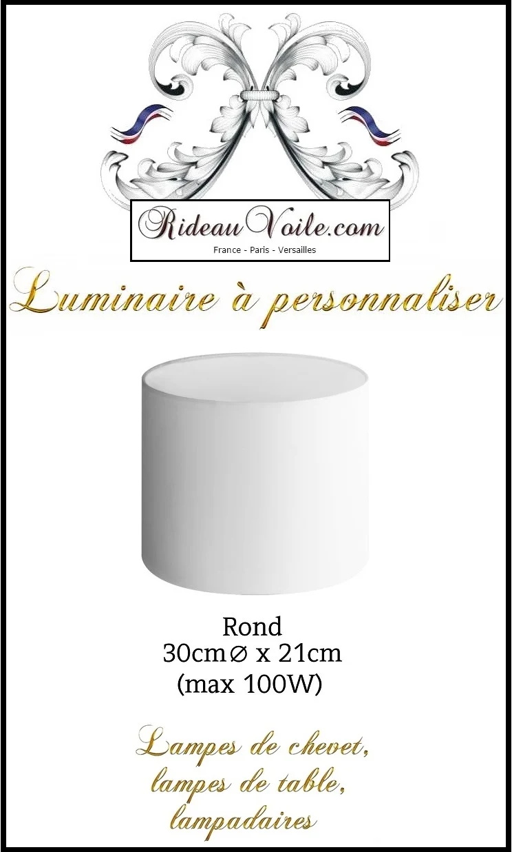 Lumière Luminaire éclairage Abat-jour rond 30cm x 21cm à poser motif à personnaliser