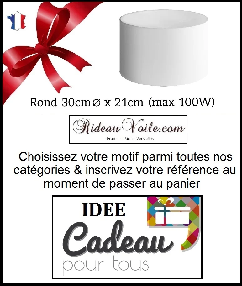 Lumière Luminaire éclairage Abat-jour rond 30cm x 21cm à poser motif à personnaliser